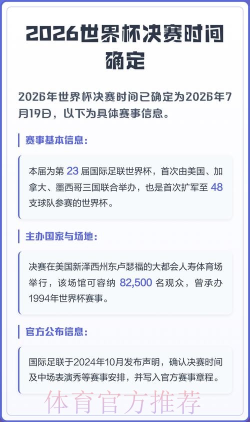 2026世界杯决赛时间及赛事全解析